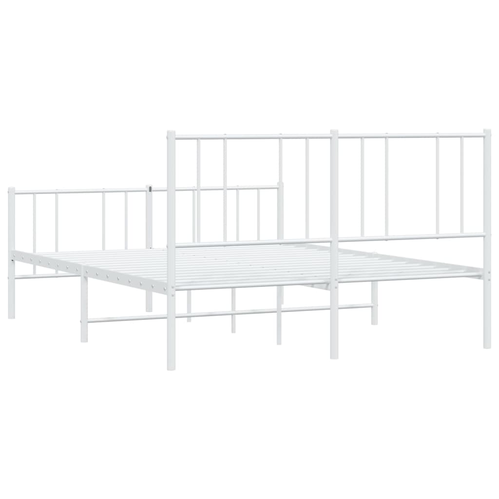 Estrutura de cama com cabeceira e pés 135x190 cm metal branco