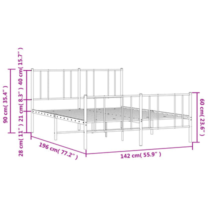 Estrutura de cama com cabeceira e pés 135x190 cm metal branco