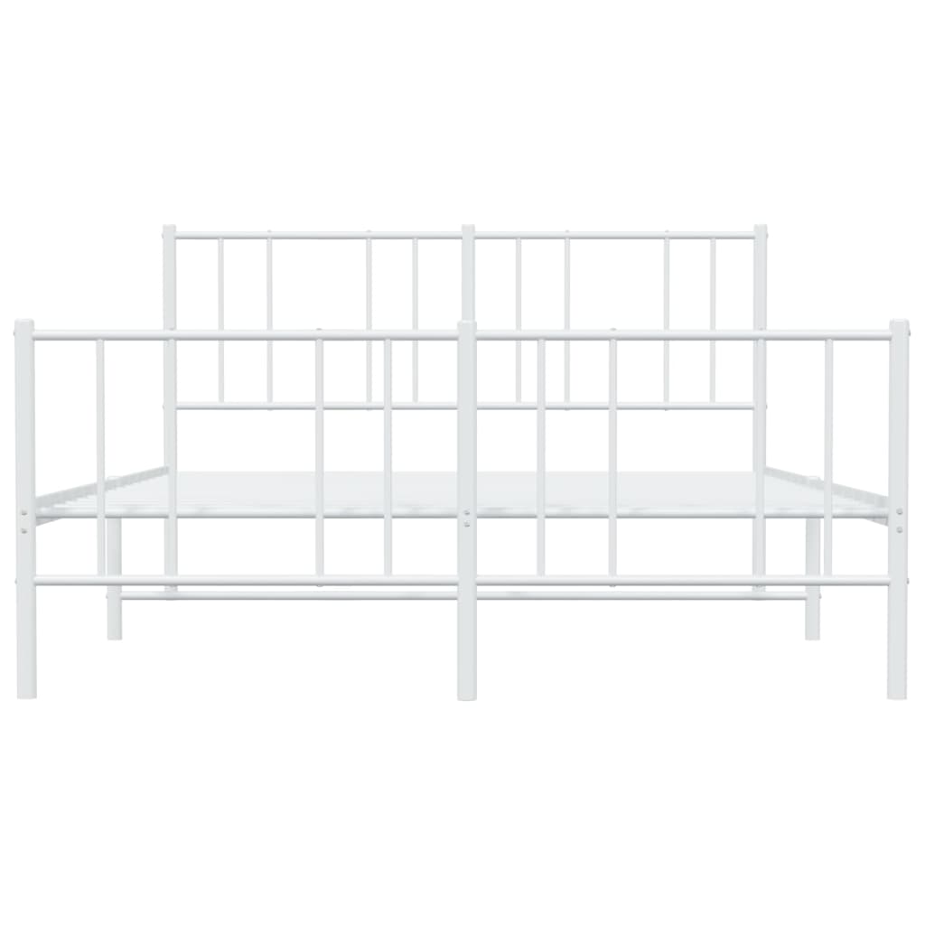 Estrutura de cama com cabeceira e pés 140x190 cm metal branco