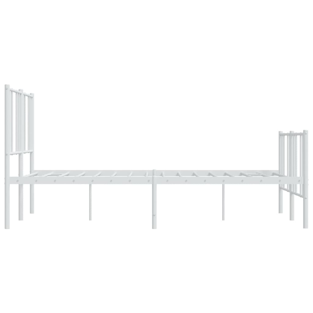 Estrutura de cama com cabeceira e pés 140x190 cm metal branco