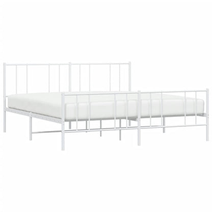 Estrutura de cama com cabeceira e pés 183x213 cm metal branco