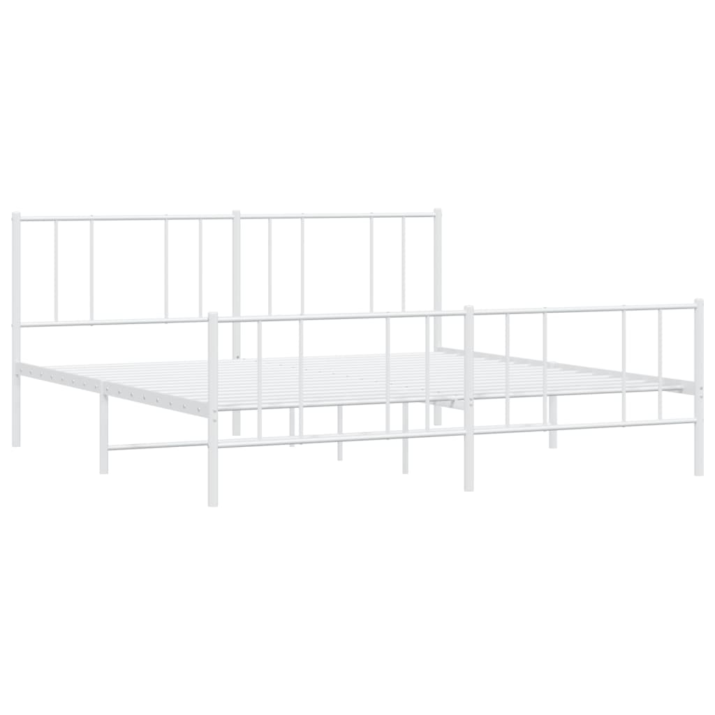 Estrutura de cama com cabeceira e pés 183x213 cm metal branco