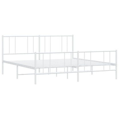 Estrutura de cama com cabeceira e pés 183x213 cm metal branco