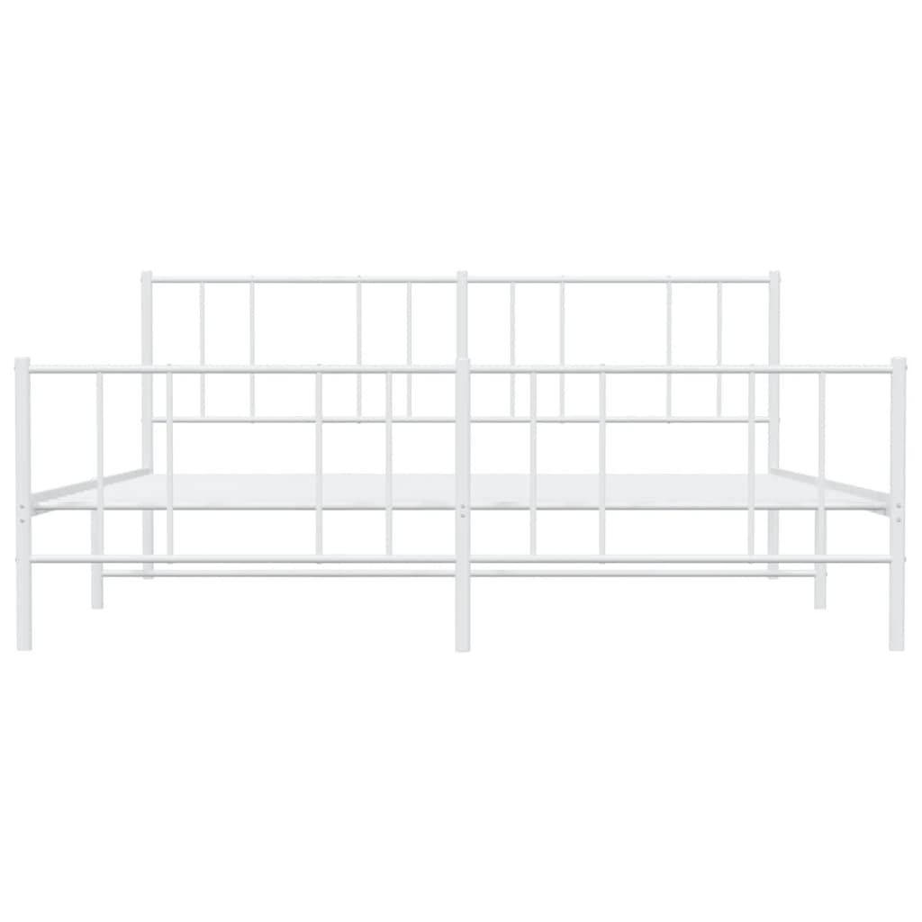 Estrutura de cama com cabeceira e pés 183x213 cm metal branco