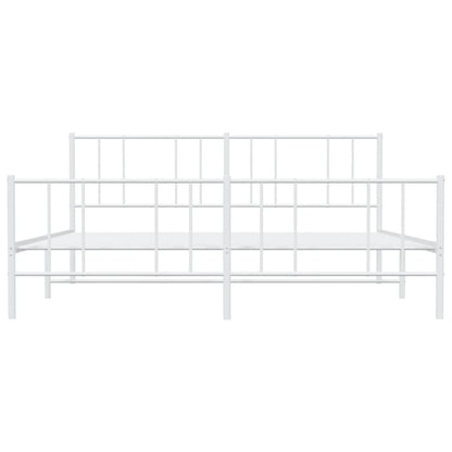 Estrutura de cama com cabeceira e pés 183x213 cm metal branco