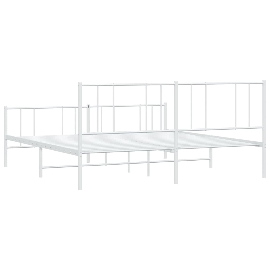 Estrutura de cama com cabeceira e pés 183x213 cm metal branco