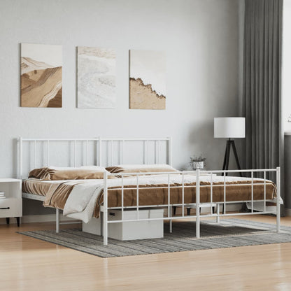 Estrutura de cama com cabeceira e pés 183x213 cm metal branco