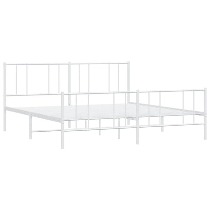 Estrutura de cama com cabeceira e pés 193x203 cm metal branco