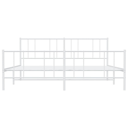 Estrutura de cama com cabeceira e pés 193x203 cm metal branco