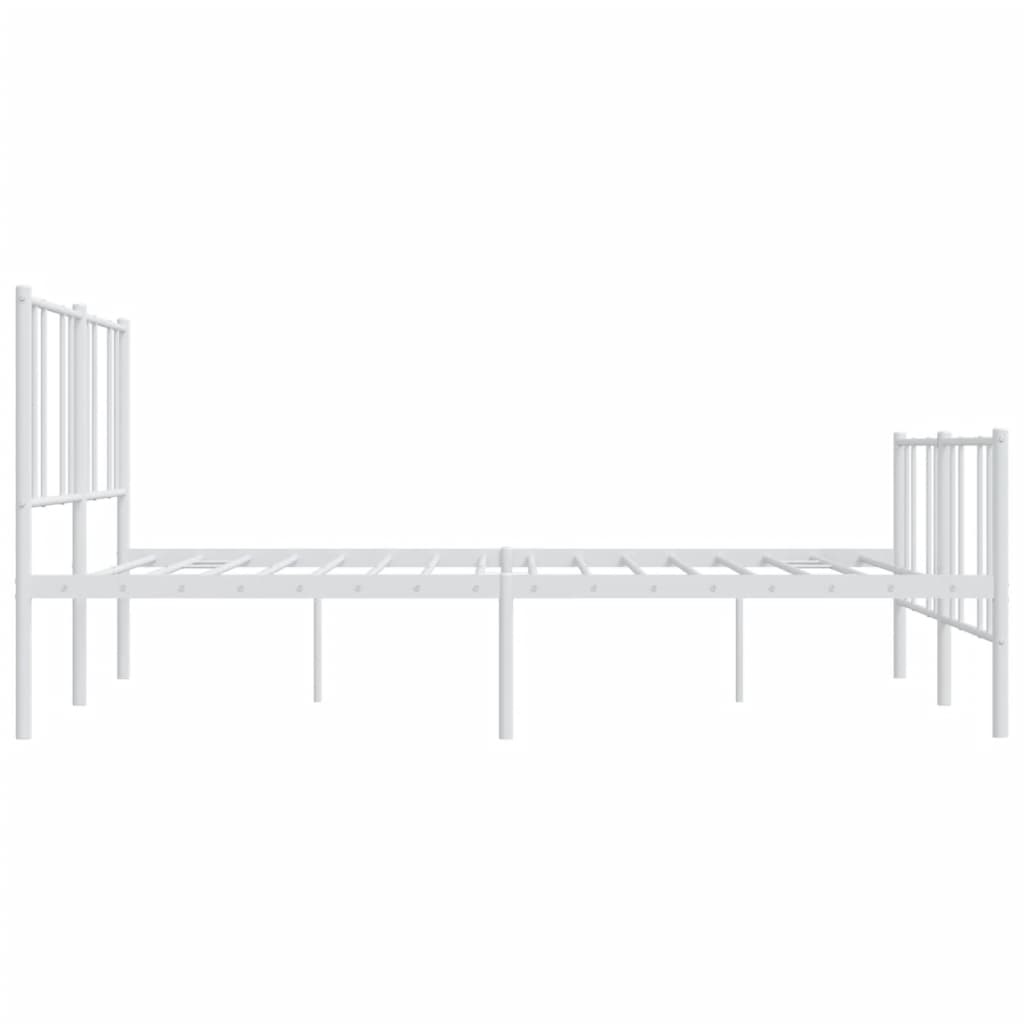 Estrutura de cama com cabeceira e pés 193x203 cm metal branco