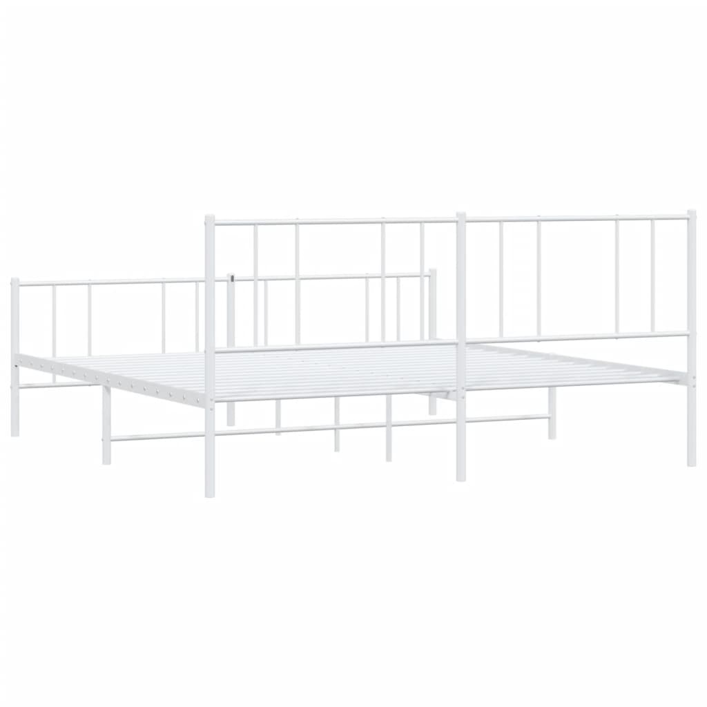 Estrutura de cama com cabeceira e pés 193x203 cm metal branco