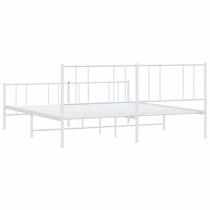 Estrutura de cama com cabeceira e pés 193x203 cm metal branco