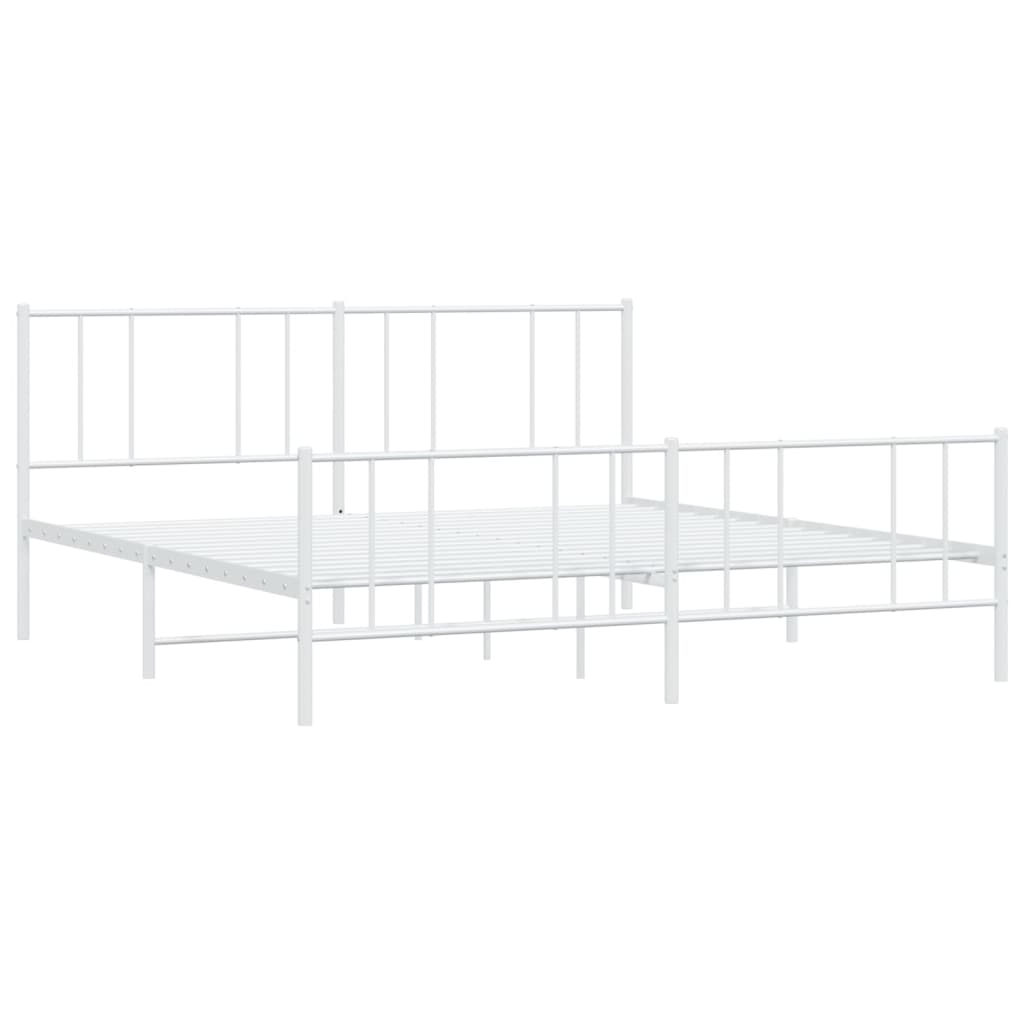 Estrutura de cama com cabeceira e pés 200x200 cm metal branco