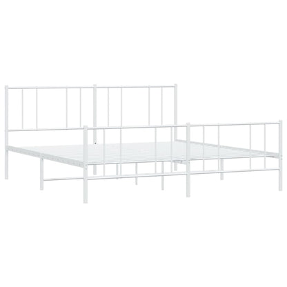 Estrutura de cama com cabeceira e pés 200x200 cm metal branco