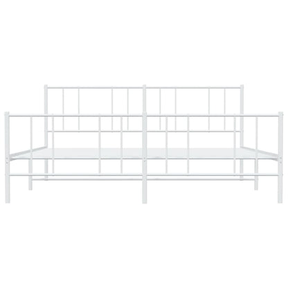 Estrutura de cama com cabeceira e pés 200x200 cm metal branco