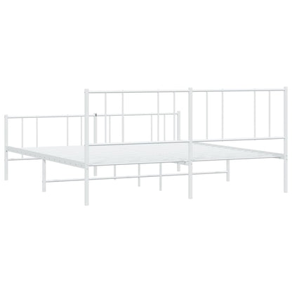 Estrutura de cama com cabeceira e pés 200x200 cm metal branco