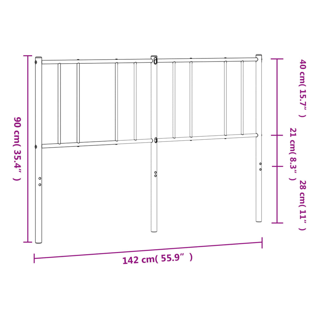 Cabeceira de cama 135 cm metal branco