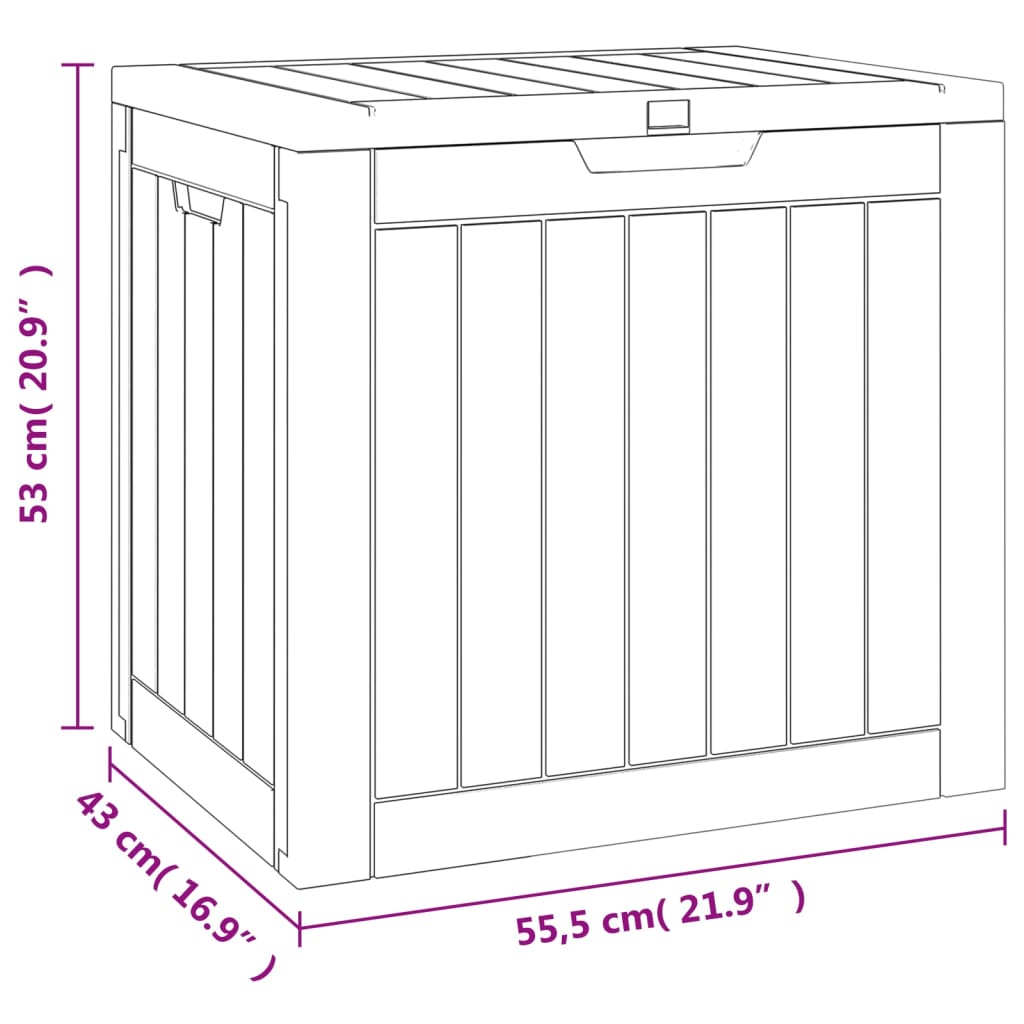 Caixa de arrumação p/ jardim 55,5x43x53 cm polipropileno preto