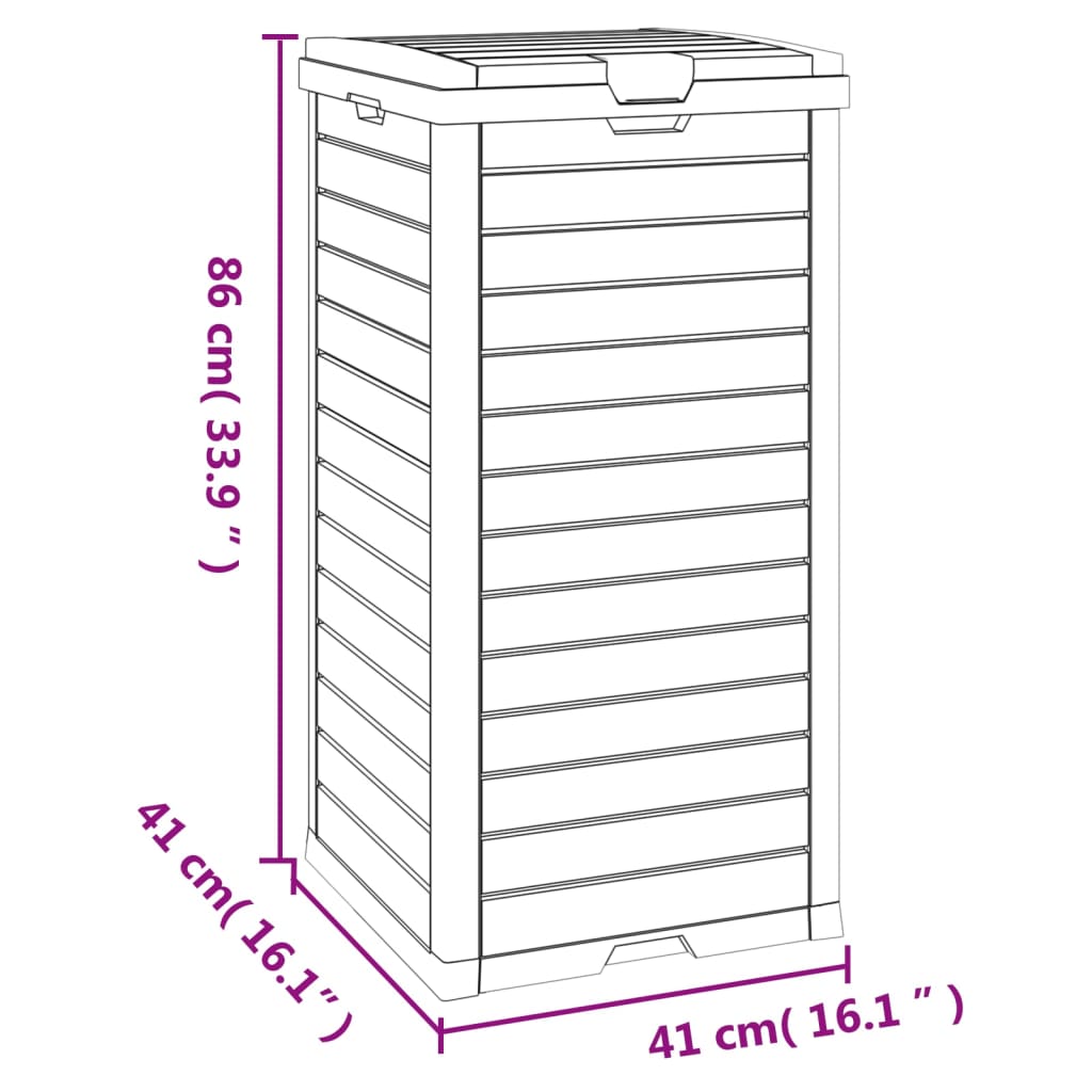 Caixote do lixo p/ exterior 41x41x86 cm PP castanho-claro