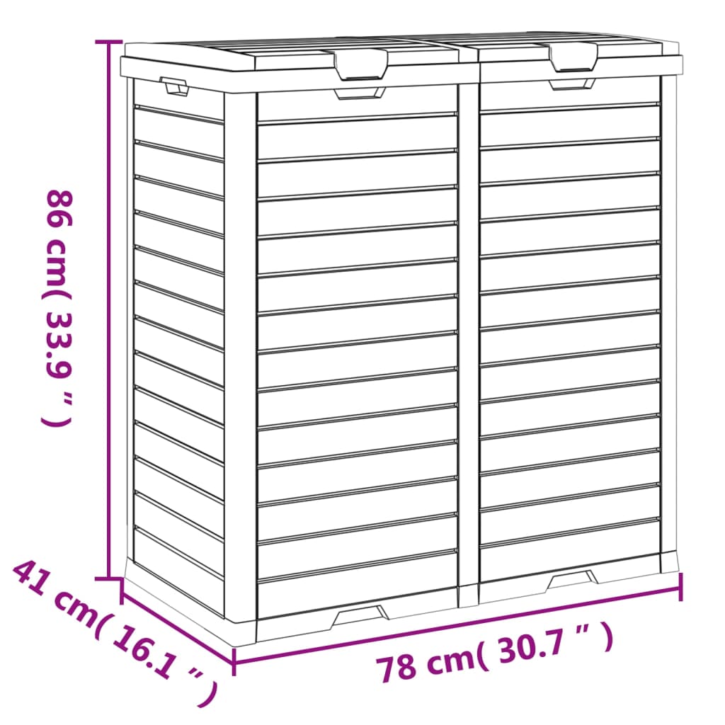 Caixote lixo exterior 78x41x86 cm polipropileno castanho-claro