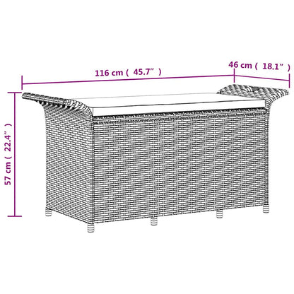 Banco de jardim com almofadão 116x46x57 cm vime PE cinzento