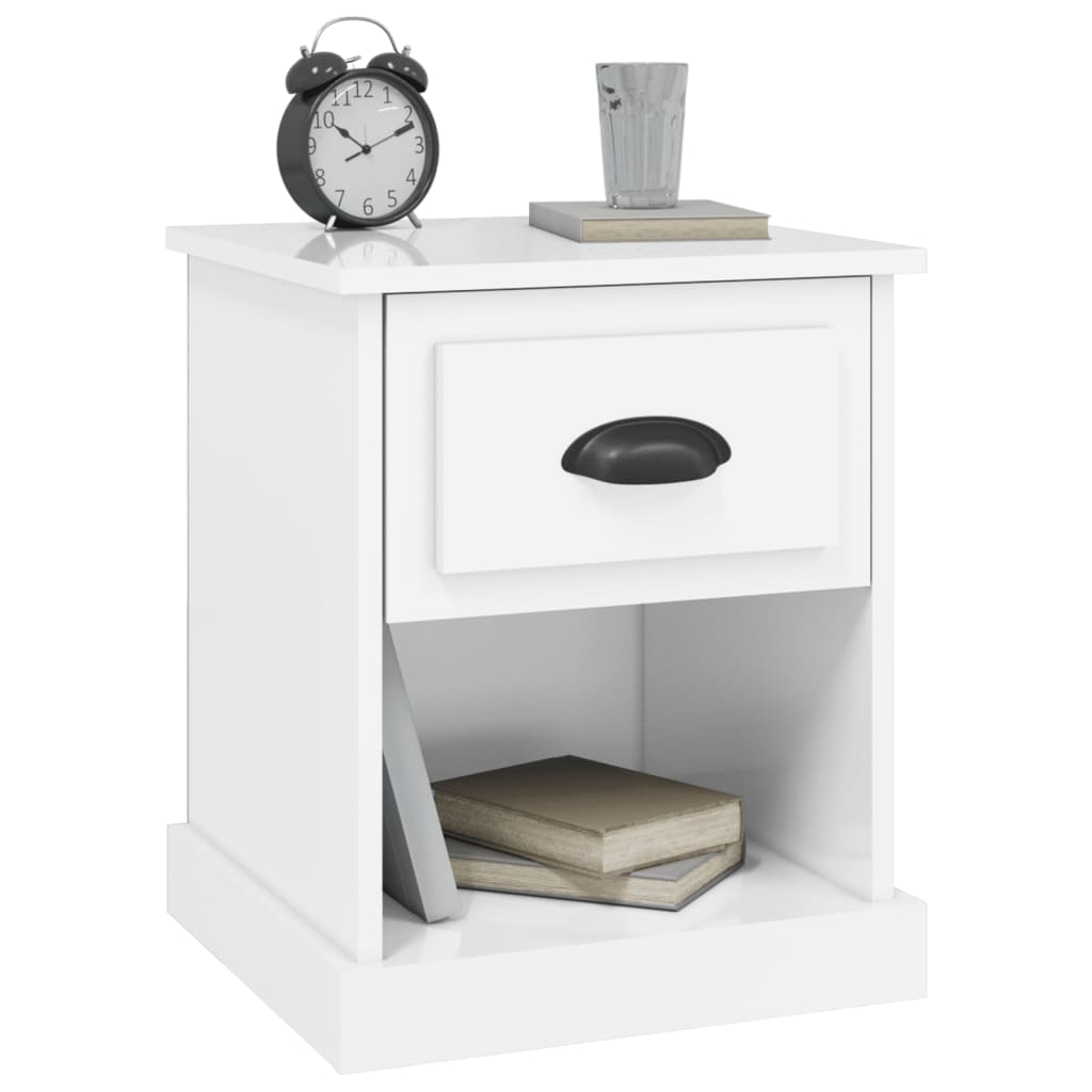 Mesa cabeceira 39x39x47,5cm derivados madeira branco brilhante