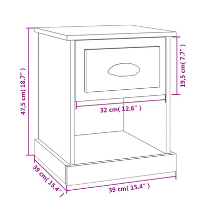 Mesa cabeceira 39x39x47,5cm derivados madeira branco brilhante