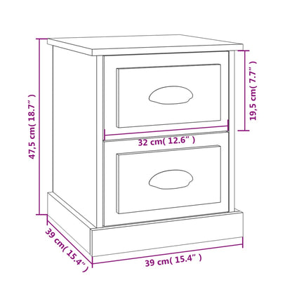 Mesa cabeceira 39x39x47,5cm derivados madeira branco brilhante