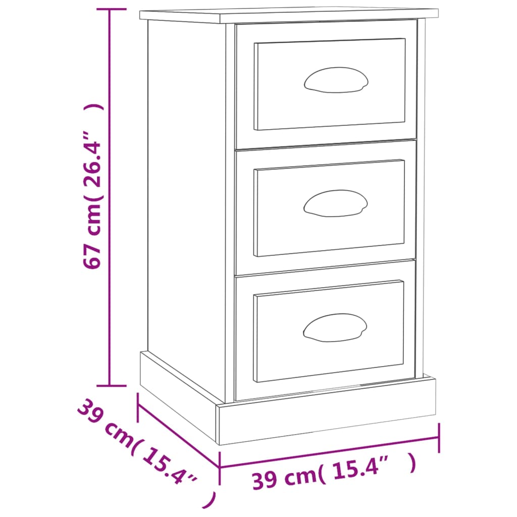 Mesa cabeceira 39x39x67 cm derivados madeira branco brilhante