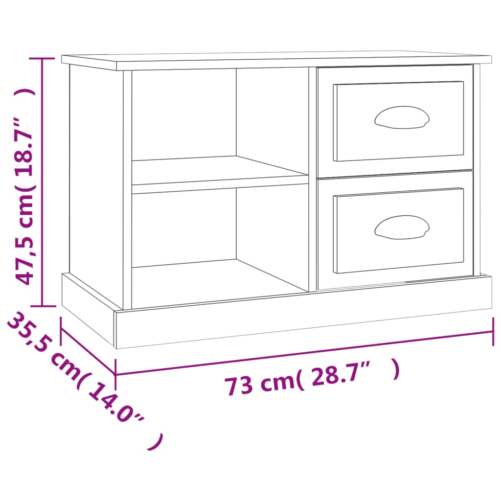 Móvel de TV 73x35,5x47,5 cm derivados madeira branco brilhante