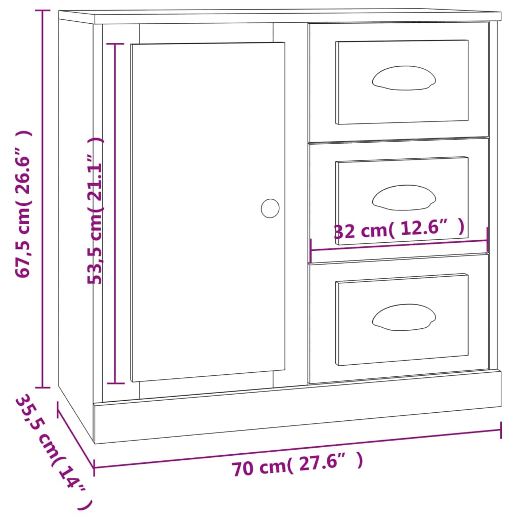 Aparador 70x35,5x67,5 cm derivados de madeira cinzento sonoma