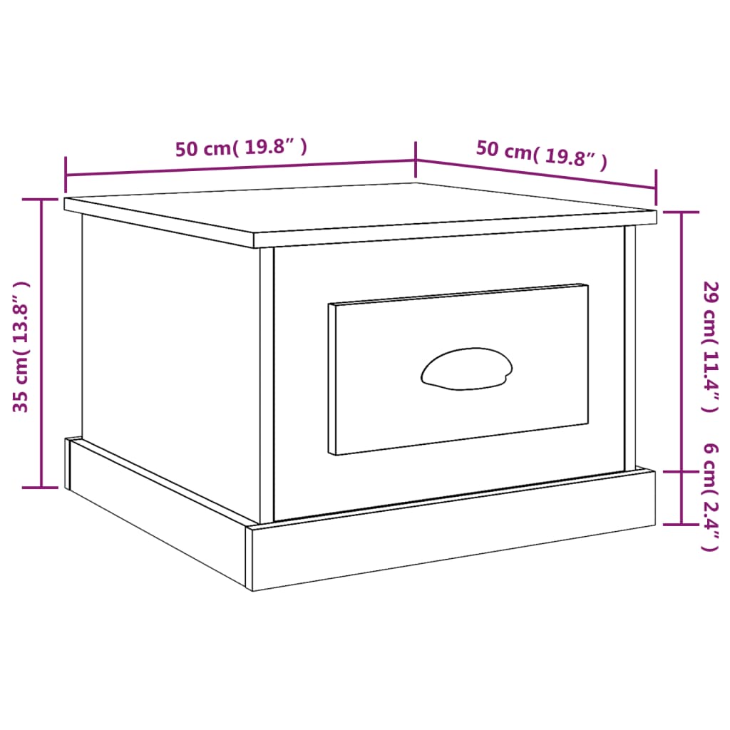 Mesa de centro 50x50x35 cm derivados madeira branco