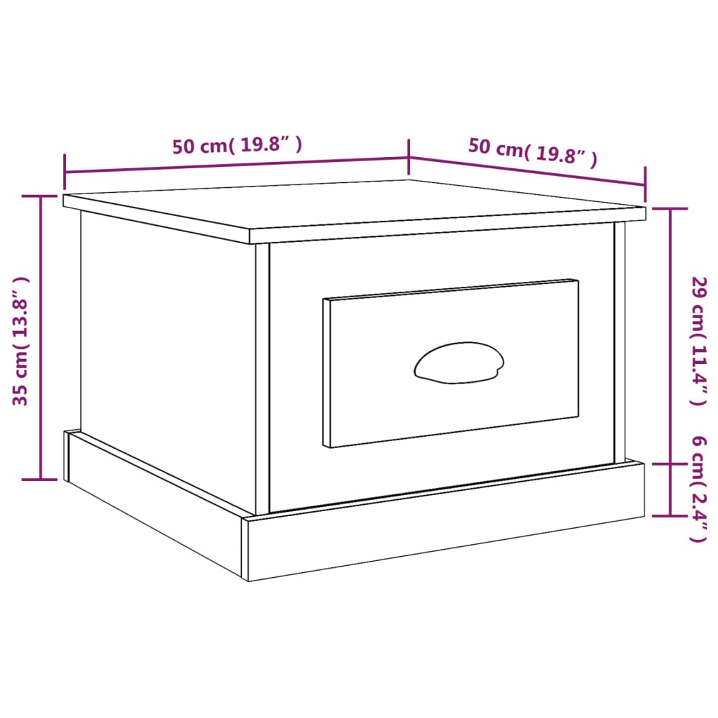 Mesa de centro 50x50x35 cm derivados madeira branco brilhante