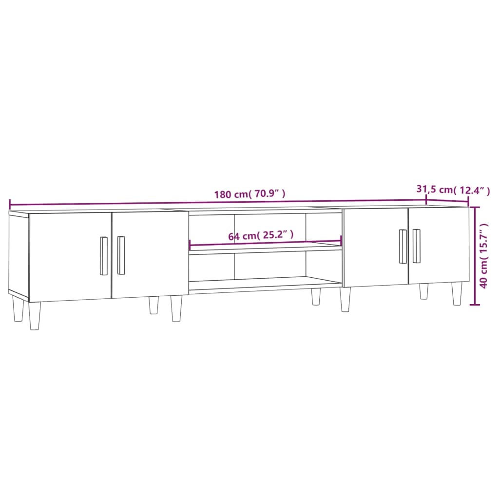 Móvel de TV 180x31,5x40 cm derivados de madeira cinza sonoma