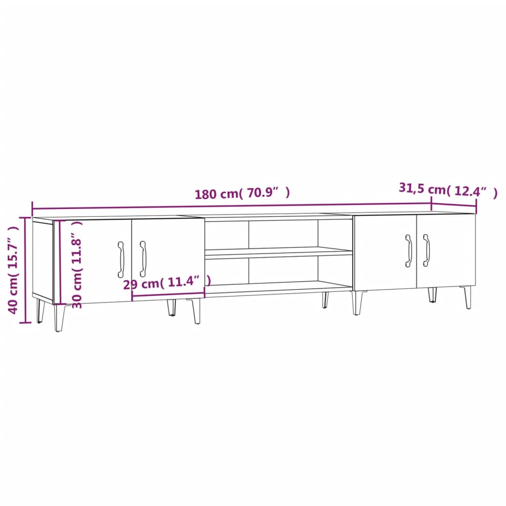 Móvel de TV 180x31,5x40 cm derivados de madeira cinza sonoma