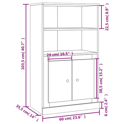 Armário alto derivados madeira 60x35,5x103,5cm branco brilhante