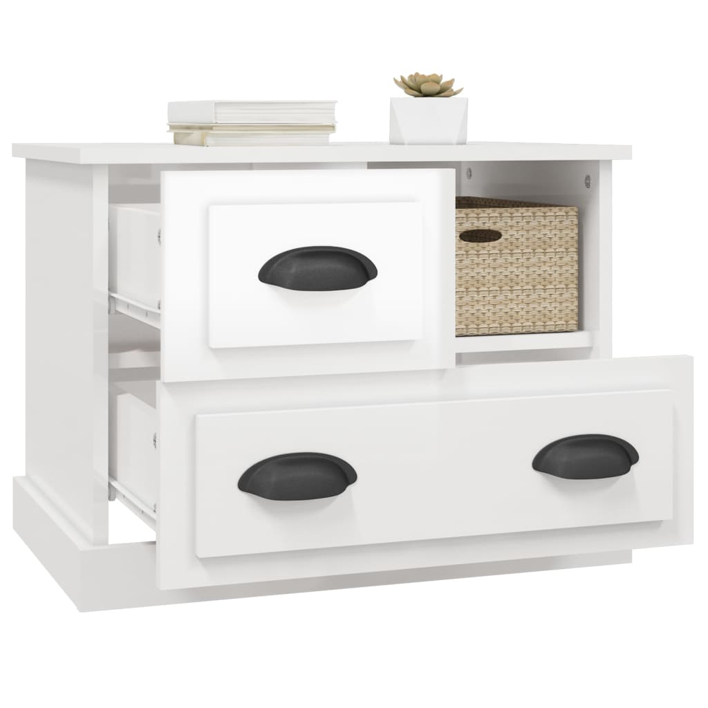 Mesa de cabeceira 60x39x45 cm branco brilhante