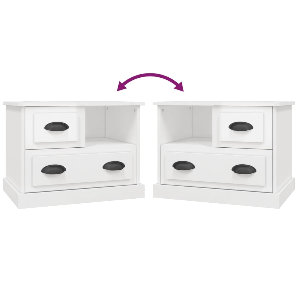 Mesa de cabeceira 60x39x45 cm branco brilhante