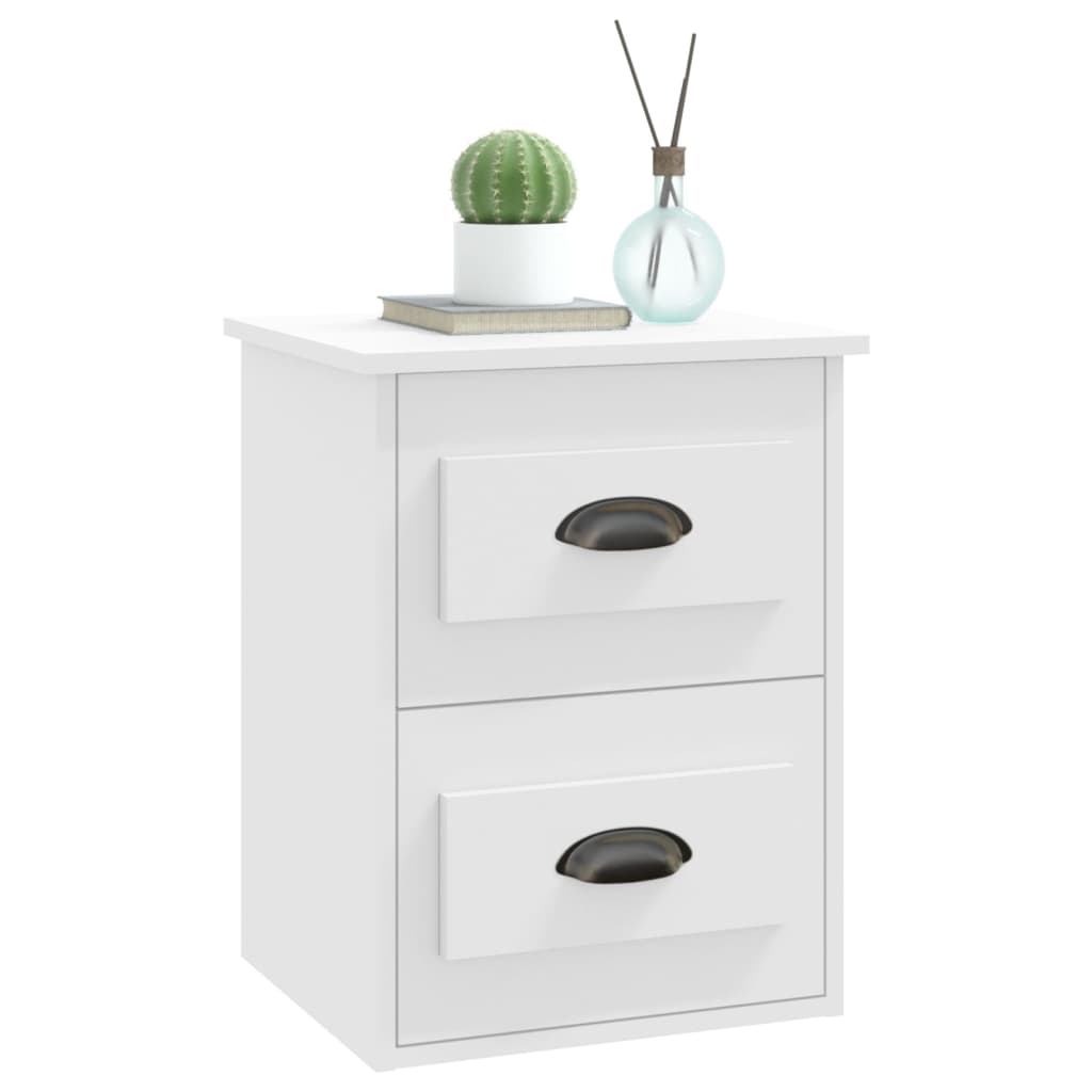 Mesa de Cabeceira de Parede Vinta Suspensa com 2 Gavetas - Branco - Design Moderno