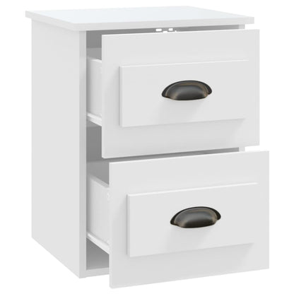 Mesa de Cabeceira de Parede Vinta Suspensa com 2 Gavetas - Branco - Design Moderno