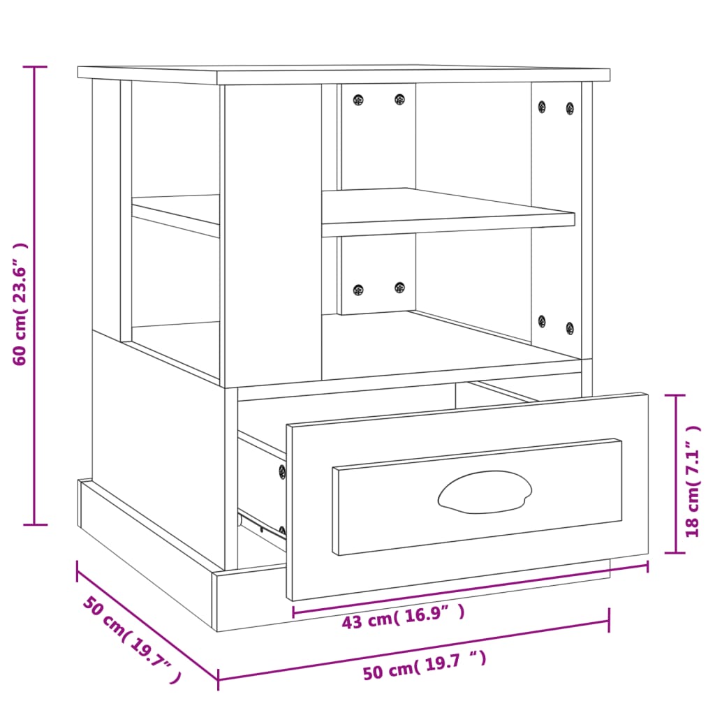 Mesa de apoio 50x50x60 cm derivados de madeira branco