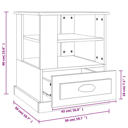 Mesa de apoio 50x50x60 cm derivados de madeira cinzento-cimento