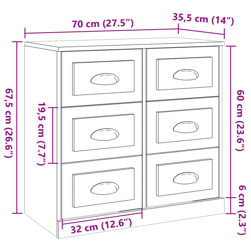 Aparador 70x35,5x67,5 cm derivados de madeira branco brilhante