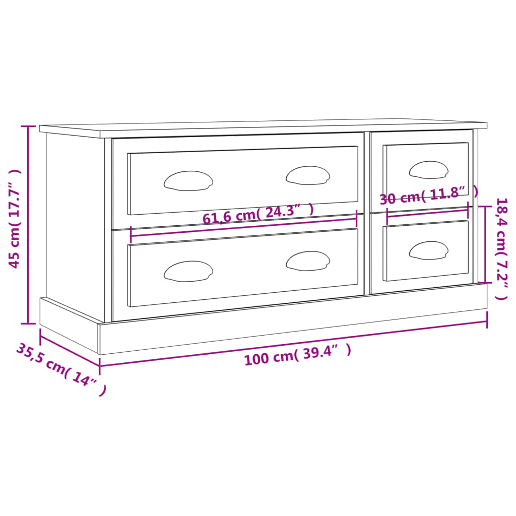 Móvel de TV 100x35,5x45 cm derivados de madeira cinzento sonoma