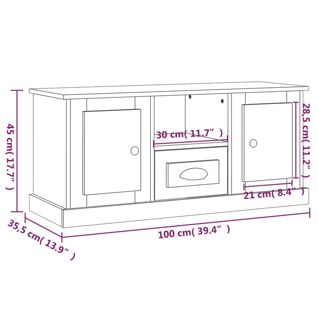 Móvel p/ TV 100x35,5x45 cm derivados de madeira carvalho sonoma