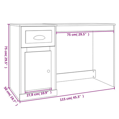 Secretária c/ gaveta 115x50x75cm deriv madeira branco brilhante