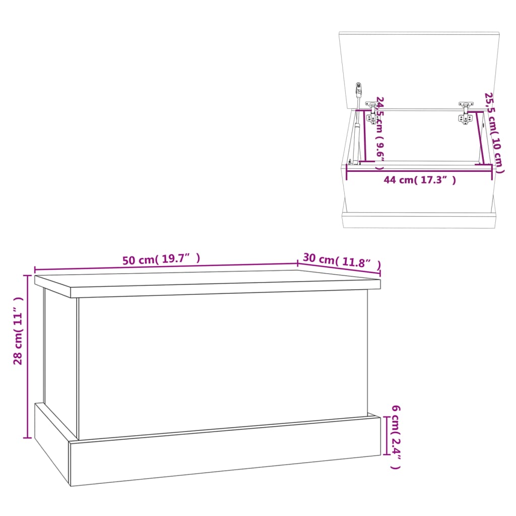 Caixa de arrumação 50x30x28 cm derivados de madeira branco