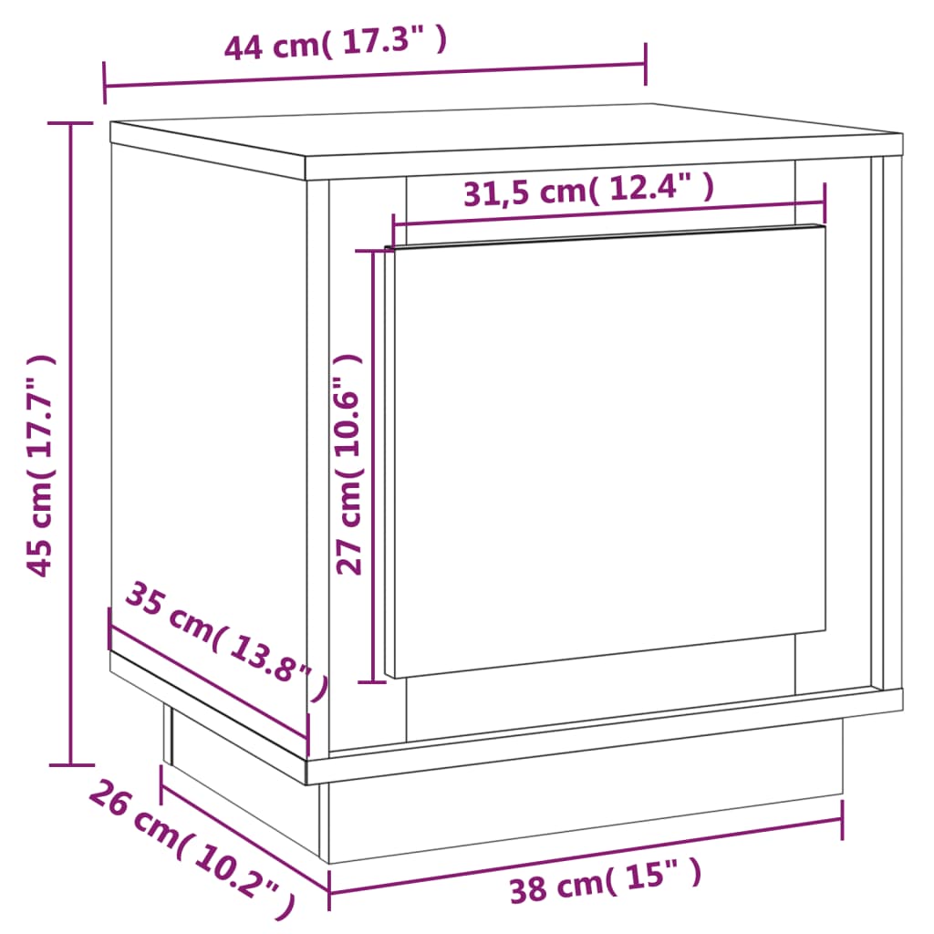 Mesa de cabeceira 44x35x45 cm derivados de madeira branco