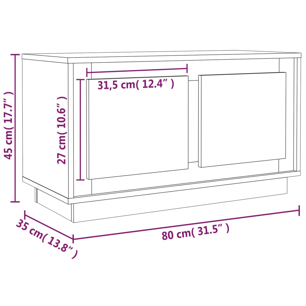 Móvel de TV 80x35x45 cm derivados de madeira branco