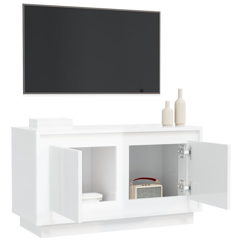 Móvel de TV 80x35x45 cm derivados de madeira branco brilhante